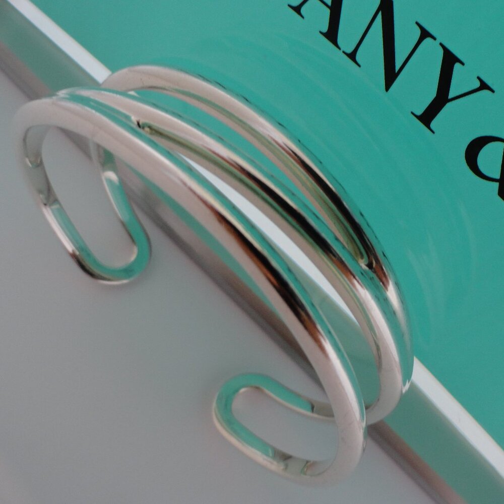Tiffany & Co. Sterling Silver Coil Spiral Diagonal Cuff Bracelet